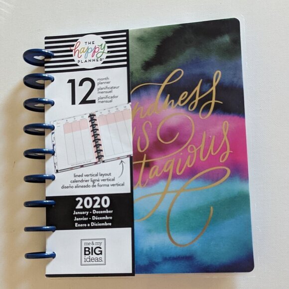 NWT Happy Planner 'Kindness' Watercolor Classic 2020 Vertical 12 Mo Outdated NEW - Picture 1 of 7